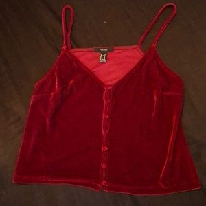 Velvet Button Down Crop Top